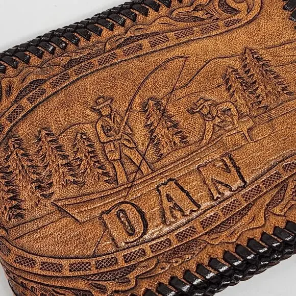 Vintage Handmade Genuine Leather Dan Fisherman Wallet - Picture 4 of 11